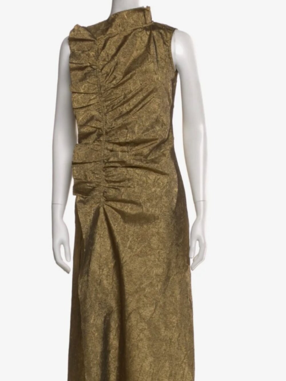 NWOT ULLA JOHNSON Demetra Ruffle Ruched Midi Dress in Graphite XS $1,190 - Picture 5 of 7